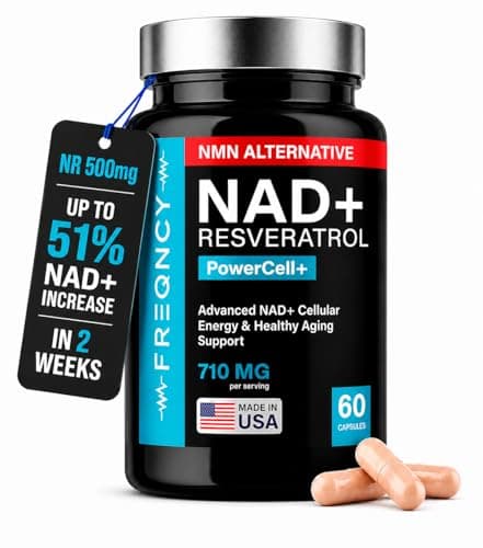 FREQNCY NAD+ Resveratrol Supplement, 500mg Pure Nicotinamide Riboside (NR), Advanced 4-in-1 NAD Formula for Anti-Aging & Cellular Energy | NAD, NADH & NMN Alternative | 60 Capsules | For Men and Women - Image 1