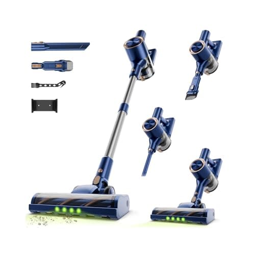 Shieal Cordless Stick Vacuum Cleaner - 45KPA Powerful Suction Vacuum with 45 Min Runtime, Detachable Battery, Anti-Tangle & 1.5L Dust Cup, 8 in 1 Vacuum Cleaner for Pet Hair, Carpet, HardFloor, Blue - Image 1