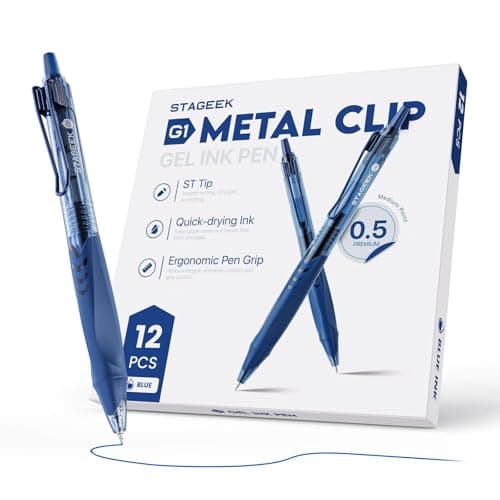 STAGEEK GX1 12 Pack Blue Gel Pens, Quick Dry Blue Ink Pen, 0.5mm Fine Point Retractable Smooth Writing Pens for Journaling, Writing, Business Gel Pen for Office School & Home Supplies(Blue) - Image 1