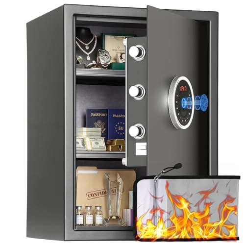 BlackSmith Home Biometric Safe 2.0 Cubic Feet Auto-Open Large Fingerprint Safe with Touchscreen Keypad Triple Alarm Security Safe Removable Shelf for Documents, Jewelry & Valuables - Image 1