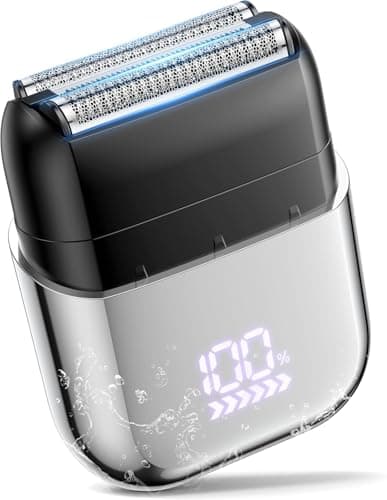 Electric Foil Shavers for Men Electric Razor Mini Cordless Razor IPX7 Waterproof Wet Dry Shaver, Type C Rechargeable, LED Display, Travel Lock, 100 Minute Runtime - Image 1