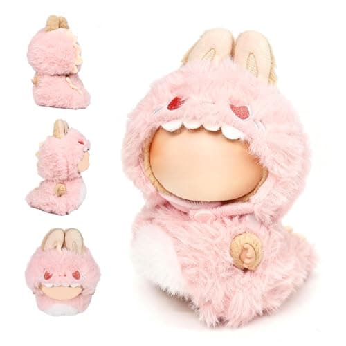 HiOKOU Clothes for labubu 17cm Accessories Suit Cute Clothes for Doll Dress up Animal Style Outfits (NO Doll)(Pink Dinosaur) - Image 1