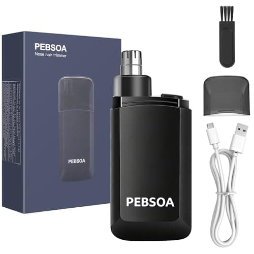 pebsoa Nose Hair Trimmer for Men and Women, USB-Rechargeable Electric Nose and Ear Hair Trimmer, Pain-Free, Waterproof and Portable, with Stainless Steel Blades, Black