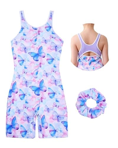 beautyin Girls Gymnastics Leotards with Shorts Sleeveless Ballet Dance Unitards Biketards - Image 1