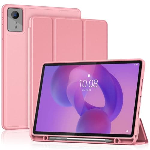 ProCase Full-Edge Protective Case for Lenovo Idea Tab 11" 2025 /Lenovo Tab K11 Gen 2 (TB-336ZU/TB-336FU), Shockproof TPU Back Slim Trifold Stand Cover with Pencil Holder -Pink