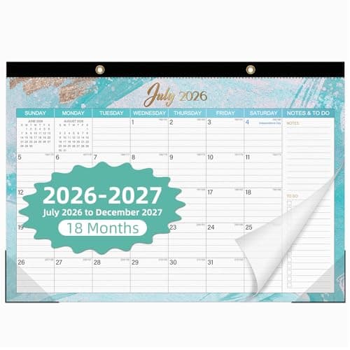 Tcamp Desk Calendar 2026-2027, Large Desktop/Wall Monthly Calendar (Jul. 2026 - Dec. 2027) 17'' x 12'', 18 Months Desk Pad Calendar for Home School Office - Image 1
