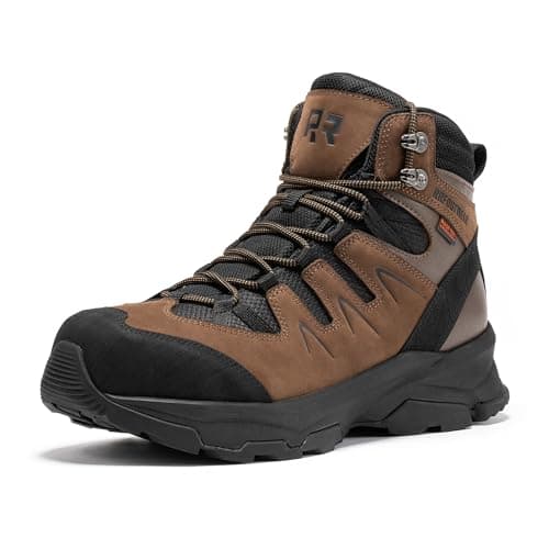 ROCKROOSTER Mens Waterproof Steel Toe Safety Work Boots with Casual Style Lightweight Comfort, 6 Inch Industrial Sneaker Boots AH001BR-Brown-09.5 - Image 1
