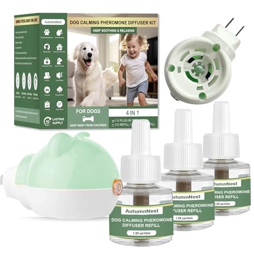 Dog Calming Diffuser Plug-in with Gentle Night Glow, 3 Refills Kit for Behavioral Support, Stress Soothing Aid for Pets During Travel, Thunder, Vet Visits, Fireworks, Safe Formula, 90 Days Supply - Image 1