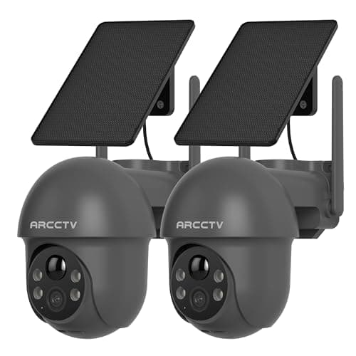 ARCCTV Security Cameras Wireless Outdoor Solar, 4MP 360° View Battery Powered Outdoor Camera, Night Vision with Spotlight, 2-Way Audio, PIR Motion Sensor, 2.4G/5G Dual Band WiFi, Grey(2 Pack) - Image 1