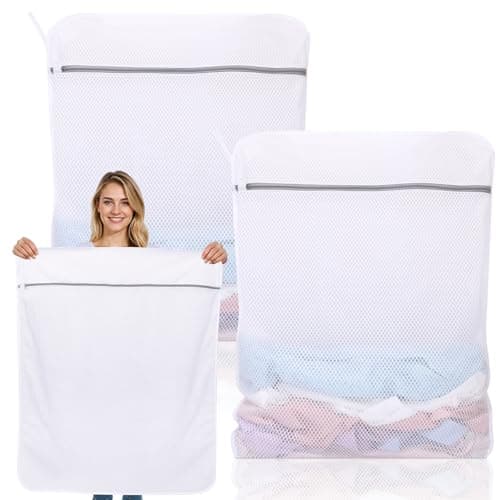 Dntorx 2 XXX-Large Durable Honeycomb Mesh Laundry Bags for Delicates with Zipper, 35 x 43 Inches Reusable Laundry Bag Mesh Wash Bags for Washing Machine for Cotton Clothes, Coat, Sweater, Sheet, Shoes - Image 1