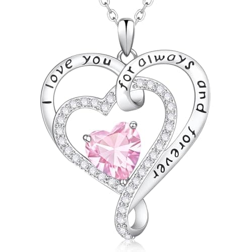 925 Sterling Silver Infinity Heart Necklace for Women - October Birthstone Pendant, Adjustable Love Jewelry Gifts, Birthday Anniversary Christmas Valentines Day for Wife Mom Daughter Girlfriend - Image 1