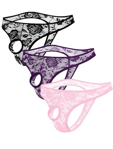 Avidlove Mens Lace Underwear Briefs Open Front Panties Low Rise Sexy Bikini Briefs Underwear 1-3 Pack