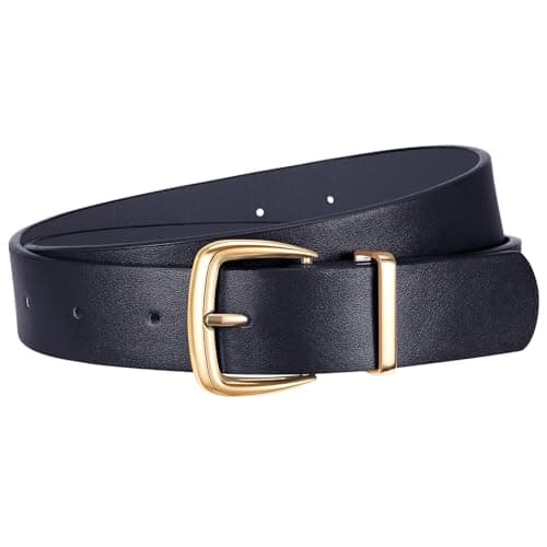 VONMELLI Women's Leather Belts for Jeans Dress Pants Women Fashion Leather Belt with Gold Buckle - Image 1