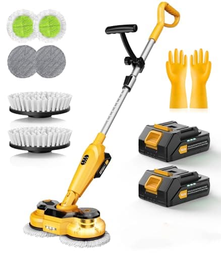 qimedo 6000mAh Battery Cordless Electric Mop M3 Pro, 800RPM Electric Power Scrubber & Mops for Floor Cleaning, Automatic Spin Mops with Smart Display,Rotating Mop with LED Light & Water Spray - Image 1
