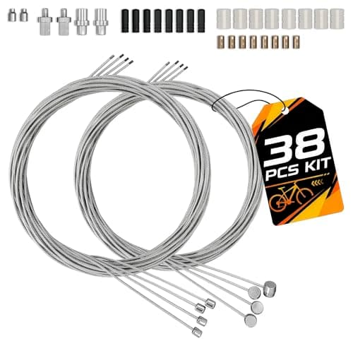 8 Pcs Bike Cable Kit - Bike Shifter Cable with 4 Brake Lines & 4 Shifter Lines, Easy Fit Stainless Steel Cables 38-Item Set - Corrosion-Resistant for Smooth Braking & Shifting on Road & Mountain Bikes - Image 1