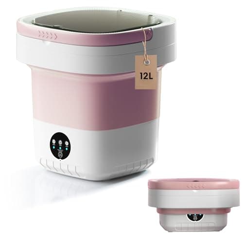 ZZR SEVEN Portable Washing Machine, 12L Foldable Washer and Dryer with 3 Modes Deep Cleaning, Upgraded Small Collapsible Laundry for Travel, Apartment, Home, camping (Pink, 12L) - Image 1