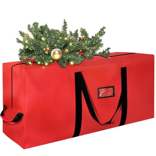 Christmas Tree Storage Bag 7.5 Ft, Durable Heavy Duty Tree Bags for Storage with Reinforced Handles, Waterproof Christmas Tree Storage Box, Dual Zippers, Wide Opening Red - Image 1
