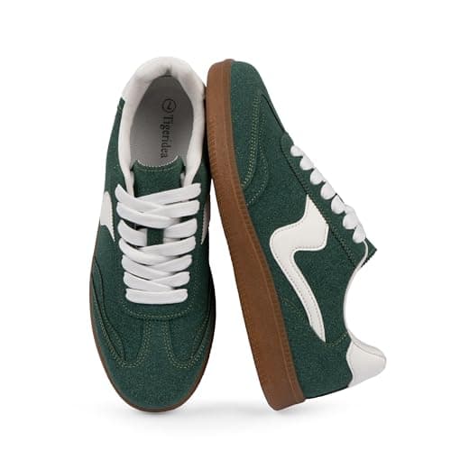 Tigeridea Womens Sneakers Comfortable Casual Shoes for Women Lace up Slip on Dark Green Dark Green Tennis Shoes Women's Fashion Sneakers Size 9 - Image 1