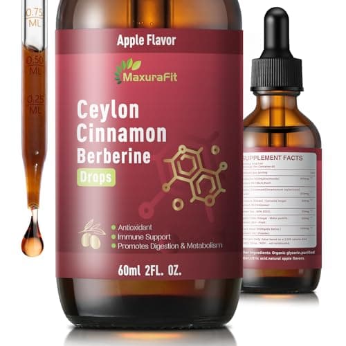Ceylon Cinnamon Berberine Bitter Liquid Drops Supplement with Turmeric,Green Tea,Apple Cider Vinegar,Black Seed Oil for Immune System & Digestive System Supports 2 FL OZ - Image 1