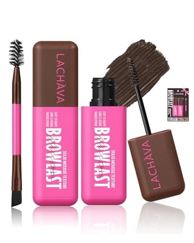 2 Pack Brow Gel, Eyebrow Tint and Setting 2-in-1 Fluffy Volumizing Brow Mousse, Waterproof All Day Hold Eyebrow Gel with Brush For Natural Full-Looking Eyebrow Makeup, Black Brown - Image 1