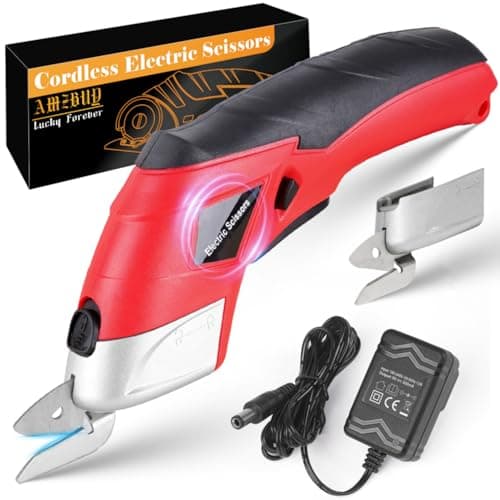 Father Day Gifts from Daughter Son Wife for Dad, Cordless Electric Scissors Cardboard Cutter 4V Powerful Box Cutter with 2 Blades Rechargeable Shears for Cutting Fabric Carpet Leather for DIY Lovers - Image 1