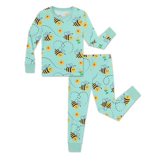 NewSeed So Soft Kids 2-Piece Viscose from Bamboo Outfit Set, Long Sleeve Top & Leggings, Cozy Base Layer for Boys & Girls (Bee, 2T) - Image 1