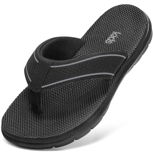 STQ KIDS Boys Flip Flops Beach Pool Outdoor Summer Soft Home Bathroom Kids Sandals All Black Size 12 Little Kid - Image 1