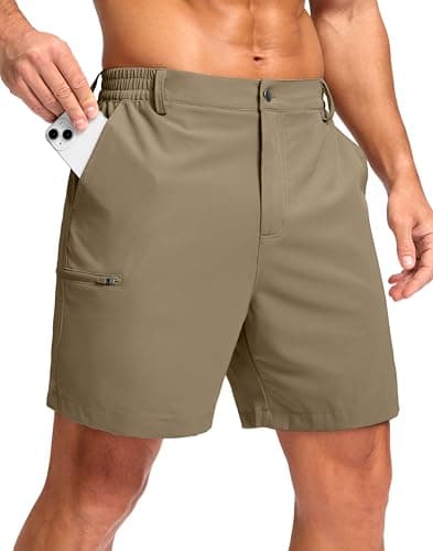 G Gradual Men's Casual Shorts 5"/ 9" Lightweight 4 Pockets Stretch Quick-Dry Summer Shorts for Golf Work Hiking Trips (5", Medium Khaki, XL) - Image 1