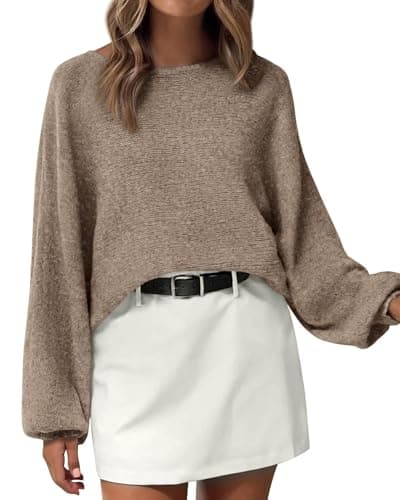 KIRUNDO Sweaters for Women Fall Winter 2026 Oversized Boat Neck Batwing Sleeve Knit Pullover Sweater Tops Fashion Clothing(Caramel, X-Large) - Image 1