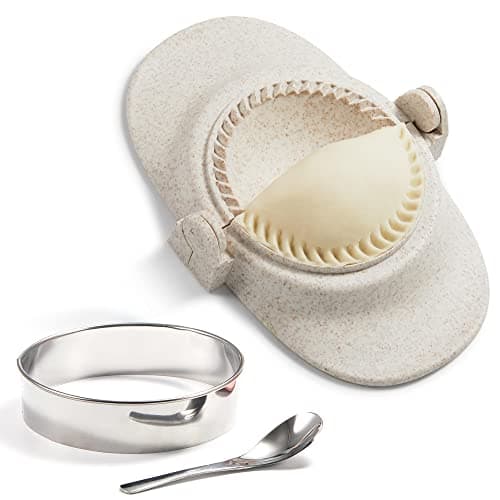 MUMSUNG Empanadas Press Maker Mold Set,4-inch Dumpling Maker With Dough Cutter, Professional Kitchen Gadget for Empanada, Pierogi, Pastelitos, Calzone, Turnovers 4"-White - Image 1