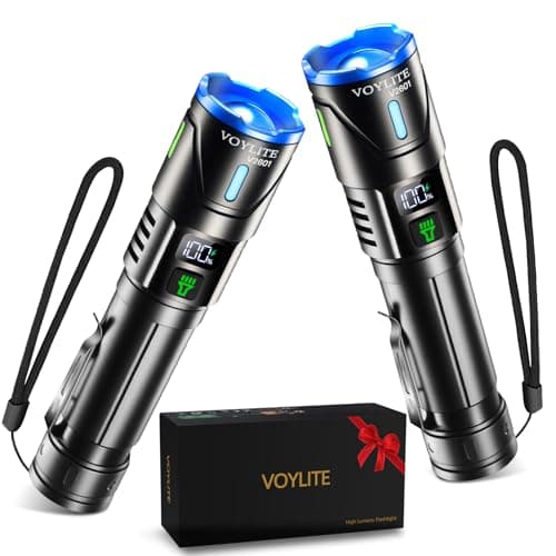 Voylite Flashlight Rechargeable 2 Pack 10000 Lumens Super Bright, High Lumen Tactical Flashlights with Power Display & Zoomable, IP67 Waterproof, for Camping, Hiking, Emergency, Outdoor & Home Use - Image 1