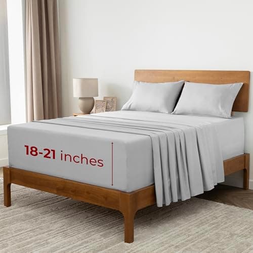 Mellanni Extra Deep Full Sheets - 4 PC Iconic Collection Bedding - Hotel Luxury, Ultra Soft, Cooling Bed Sheets - Wrinkle, Fade, Stain Resistant (Full, Light Gray) - Image 1