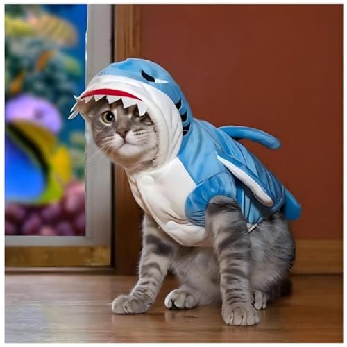 NACOCO Dog Shark Costume Cute Pet Clothes Halloween Holiday Coat Hoodie for Cats and Dogs (Blue, S)