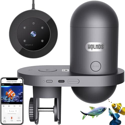 Wolmds WiFi Automatic Fish Feeder with 2.5K Camera, 2.4/5G Smart App Control & Vacation Timer, Precision Fish Food Dispenser, 230ML Moisture-Proof Visual Aquarium Feeder for 10+ Gallon Tanks