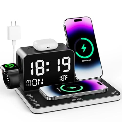 Acer Gadget 7-in-1 Wireless Charging Station Charger Stand for Multiple Devices for Apple - iPhone 17 16 15 14 13 12 Pro Max Apple Watch Airpods, Wireless iPhone Charger Station with Bluetooth TimeSyn - Image 1