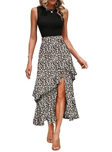 Dokotoo Summer Dresses for Women 2026 Elegant Classy Spring Floral Boho Cocktail Wedding Guest Dresses Womens Midi Dress Vacation Beach Outfits Formal Women's Dress Apricot - Image 1