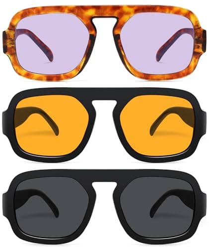 YMRFW Retro Square Aviator Sunglasses for Women Men 70s Vintage style Shades Trendy Flat Top UV Protection Sun Glasses - Image 1