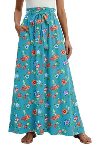 Lepunuo Maxi Floral Skirts Summer High Waisted Flowy Maxi Skirts Trendy Cute Ladies Skirts with Pockets - Image 1