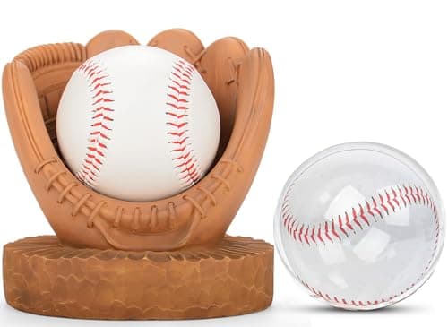 Baseball Display Case Baseball Holder: Baseball Stand Holders Balls Display Set Baseball Gifts for Boys, Sons, Men,Team Player Resin Baseball Figurines Baseball Collector Memorabilia Baseball Gifts - Image 1