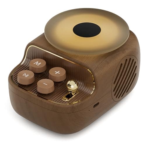 Speakers Bluetooth Wireless, 3 in 1 Protable Cute Speakers with Aromatic tray, Vintage Record Player Look, Adjustable Ambient Lights for Home Office Decor, Gifts for Mother, Girlfriend, Men (Wood) - Image 1