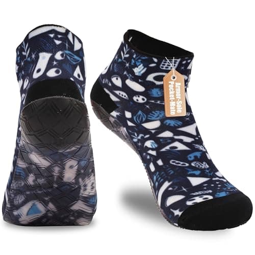 RANDY SUN Low Cut Quick-Dry Barefoot Beach Socks with Anti-Slip TPE Sole, Breathable Lightweight Shoes for Sand, Seamless Aqua Socks, Blue Size Men's 8 / Women's 9 - Image 1