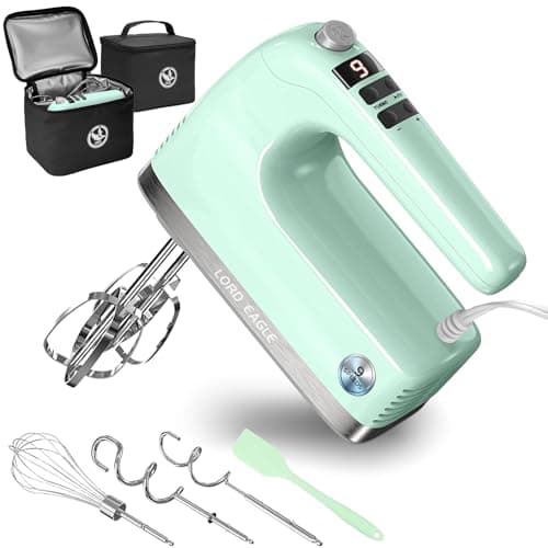 Lord Eagle 9-Speed Digital Hand Mixer Electric Handheld, 500W DC Motor