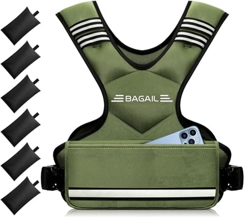 BAGAIL Adjustable Weighted Vest for Women 12-18lb, Comfortable U-Neck Rucking Vest with 6 Removable Weights, Storage Pocket and Reflective Strips for Walking, Jogging, Weight Loss & Home Workouts