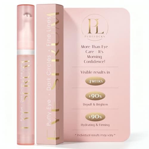 PURELOCKS Caffeine & Retinol Under Eye Serum Roller with Peptide Complex, Hydrating Eye Gel Cream for Dark Circles, Fine Lines Appearance and Puffiness, Daily Skincare Face Routine, 0.7 Fl Oz - Image 1