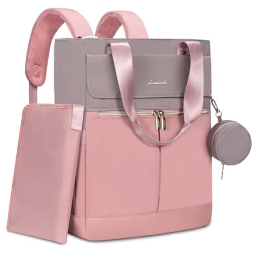 LOVEVOOK Diaper Bag Backpack,Diaper Tote Bag with Insulated Pockets,Baby Bag for Girl Boy with Changing Pad,Large Baby Diaper Bag with Pacifier Case,Anti-Theft Travel Backpack for Women,Pink-Gray - Image 1