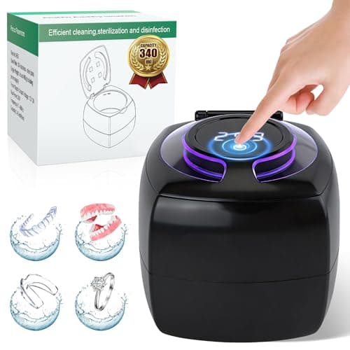 Ovatt Dental Ultrasonic Retainer Cleaner Machine 45kHz Dental Pod with UV Light, 340ML Large Capacity Dual-Transducer Ultrasonic Retainer Cleaner for Aligners,Dentures,Night Guards, Mouth Guards - Image 1