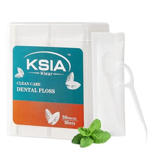 KSIA Klear Mint Dental Floss Picks, 50 Count Tooth Picks Flossers, Dental Floss Cleaner, Dental Flossers for Family, Keep Teeth Clean, Remove Food and Plaque, with 1 Portable Case - Image 1