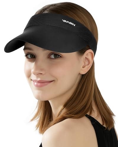 YANIKY Sun Visor Hat for Women,UPF50+ Seamless Sun Hats Men Women Lightweight Sports Cap Stretchy Ponytail Hat for Outdoor Black - Image 1