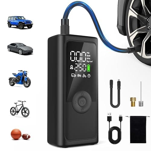 Tire Inflator Portable Air Compressor, 150PSI Cordless Tire Inflator, Auto-Off & LED Light, 10000mAh Battery Powered Bike Pump with Gauge for Car, Motorcycle, Bike, Balls & More - Image 1