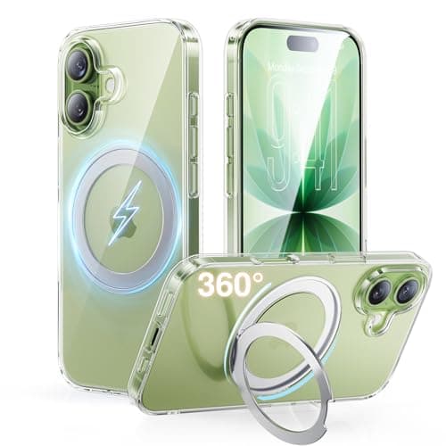 SMARTDEVIL for iPhone 17 Case with 360° Magnetic Stand,Hidden Bearing Design,MagSafe Compatible,Built-in Stand,SGS Military-Grade Protection,Air-Shock Cushioning Airbags,Fast Charging,6.3 inch,Clear - Image 1